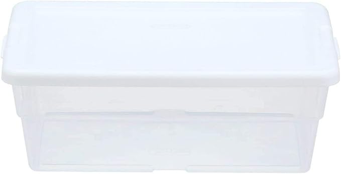 Sterilite 16428012 6 Quart/5.7 Liter Storage Box, White Lid with Clear Base (Pack of 6)