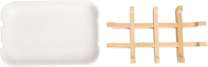 2 Pack Bamboo Fiber Soap Holder and Soap Dish Combination for Bathroom Bar Soap Holder Sink Deck Bathtub Shower Tray (White)