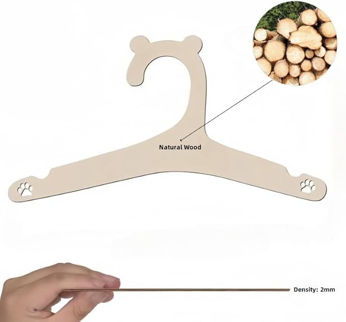 20 Pack Wooden Kids Hangers 9Inch Childrens Clothes Hangers Cute Non Slip Wood Baby Toddler Hangers DIY Wooden Baby Hangers for Closet, for Baby Toddler Kids Clothes & Pants (Bear Ear)
