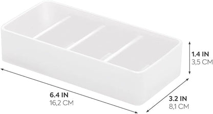 iDesign The Sarah Tanno Collection 4 Slot Silicone Cosmetic Drawer Organizer, White