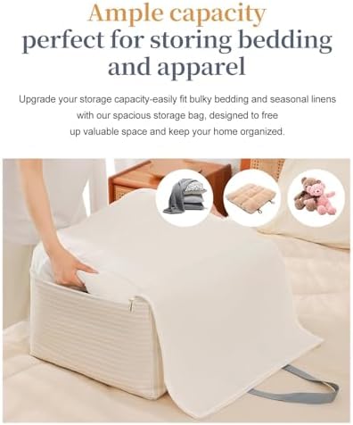 118L Storage Bag for Clothes, Comforters, Blankets, Bedding, Pillows, Stuffed Toys, Jackets with Sturdy Handles, Clear Label Tag, Zippered, for use at Home, Travel or Move, 29x12x21 (Light Grey) - Image 5