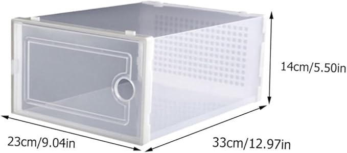 Uonlytech 2PCS Transparent Drawer Shoe Storage Boxes Stackable Plastic Organizer for Dormitory Home Use White PP Material Wear-resistant Lightweight and Space-saving Shoe Rack