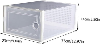 Uonlytech 2PCS Transparent Drawer Shoe Storage Boxes Stackable Plastic Organizer for Dormitory Home Use White PP Material Wear-resistant Lightweight and Space-saving Shoe Rack