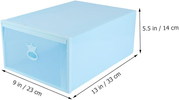 Luxshiny Style Shoes Container Blue Storage Box Window Easy Access Shoe Organizer for Storage
