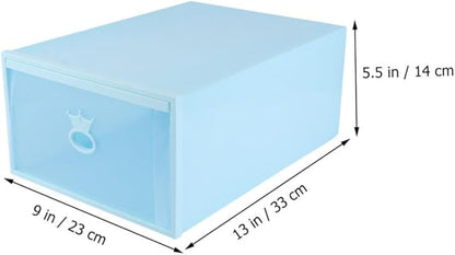 Luxshiny Style Shoes Container Blue Storage Box Window Easy Access Shoe Organizer for Storage
