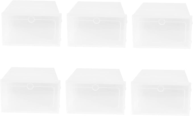 6pcs Shoe Storage Bin Stackable Shoe Box Thicken Plastic Container Large Organize Your