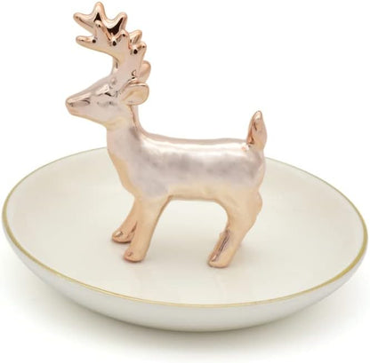 Antler Jewelry Tray Ring Dish Holder, Rose Gold Stand With Tray Display Organizer, Jewelry Hanger Rack for Hanging Necklaces, Rings, Earrings, Bracelet Best Gifts.
