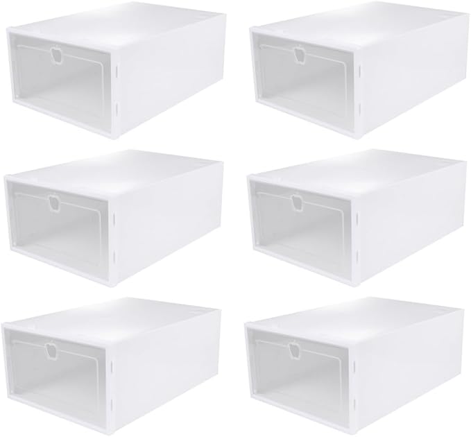 6pcs Stackable Transparent Shoe Organizer Boxes Plastic Storage Bins for Sneakers High Heels Boots PP Material Scratch Resistant Shoe Container for Space Saving