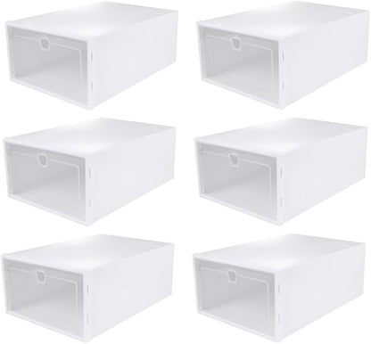 6pcs Stackable Transparent Shoe Organizer Boxes Plastic Storage Bins for Sneakers High Heels Boots PP Material Scratch Resistant Shoe Container for Space Saving