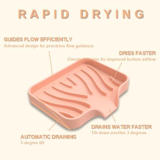 Silicone Soap Dish with Drainer | Quick-Dry Holder for Sponge, Dispenser, Scrubber, Bottle and Cup | for Kitchen, Shower and Bathroom (Pink, Small, 2-Pack)