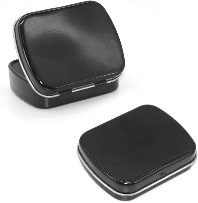 Gere 9 Pack Metal Rectangular Hinged Tin Boxes with Lid,2.4x1.8x0.6 Inch, Containers Portable Box for Small Storage Kit Home Organizer,Black,White,Silver Model 604715