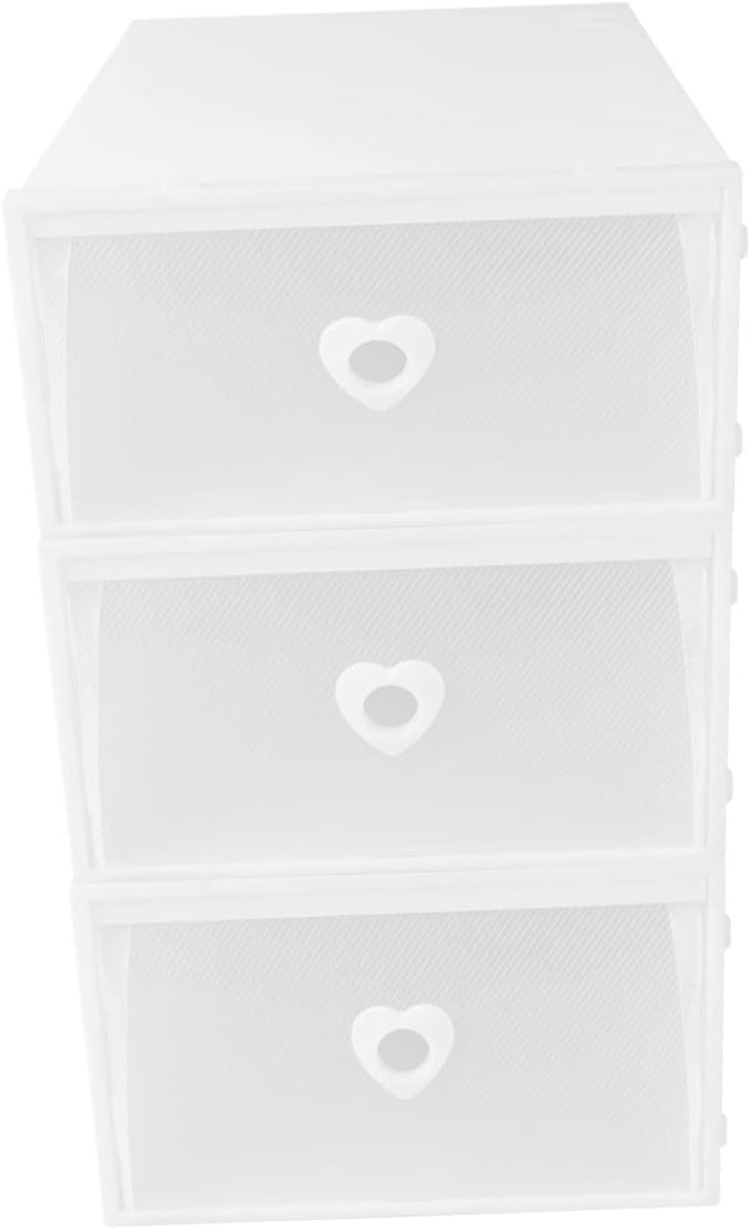 3pcs Transparent Drawer Shoe Storage Boxes Stackable Pp Plastic Organizers with Visual Window for High-heeled Shoes Loafers and Accessories Dustproof and Moisture