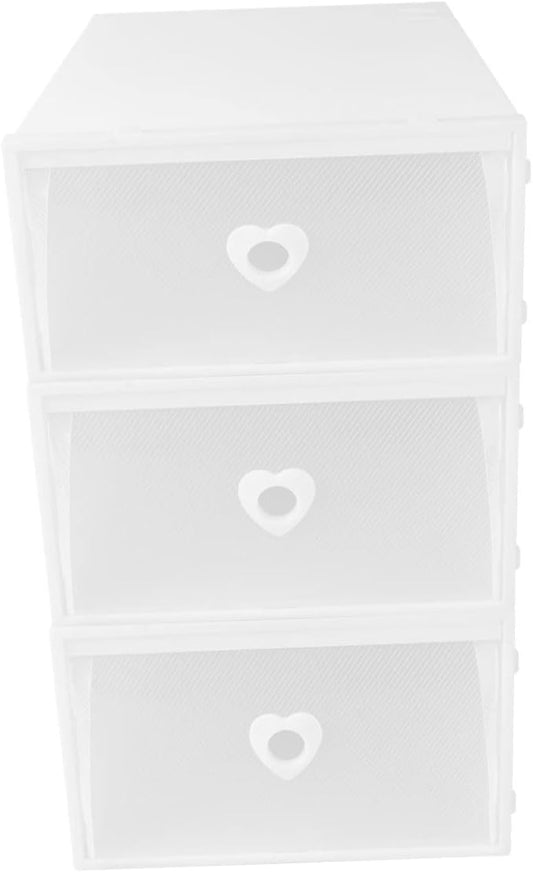 3pcs Transparent Drawer Shoe Storage Boxes Stackable Pp Plastic Organizers with Visual Window for High-heeled Shoes Loafers and Accessories Dustproof and Moisture