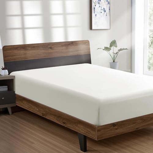 FreshCulture Twin Fitted Sheet - Hotel Quality - Ultra Soft & Breathable - Brushed Microfiber - Deep Pocket - Cooling Fitted Sheet for Twin Size Bed (Ivory) by FreshCulture