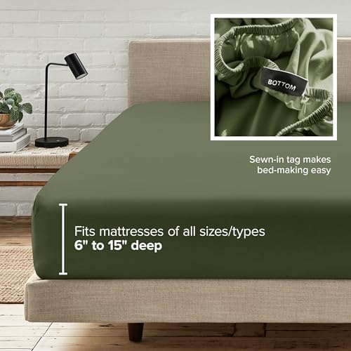 Bare Home Full Fitted Sheet - 1800 Ultra-Soft (Full, Cypress) - Image 6