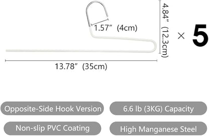 SHIMOYAMA Space Saving Pant Hangers, 5 Pack, Semi-Open Trouser Hanger for Jeans & Pants, Single Rod Closet Organizer for Slacks, Khakis (White)