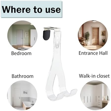 NewTalent Set of 2pcs Adjustable Over the Door Hooks for Hanging, for Living Room, Bathroom, Bedroom, Kitchen Hanging Clothes, Towels, Hats, Coats, Bags - Image 5