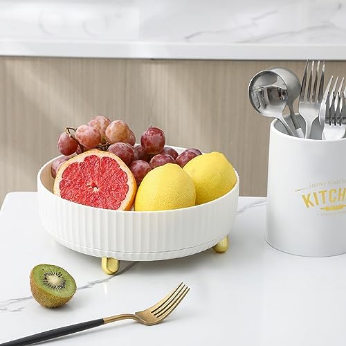 Anyoifax Makeup Perfume Organizer Tray 360 Degree Rotating Lazy Susan Skincare Lotion Organizer Spinning Cosmetics Storage for Dresser, Vanity, Bathroom Countertop, Large Ivory White
