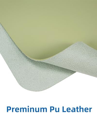 AFIING Leather Desk Pad Protector,Mouse Pad,Office Desk Mat, Non-Slip PU Leather Desk Blotter,Large Desk mat,Waterproof Keyboard mat for Office/Home/Decor (Olive Green,35"" x 17"") - Image 2