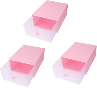 3pcs Transparent Drawer Shoe Storage Box Moisture Plastic Organizer Capacity for Sneakers High Heels and Boots