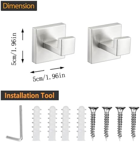JOPOFI 4 Piece Towel Hook - Bathroom Robe Hook - Brushed Nickel - Image 6