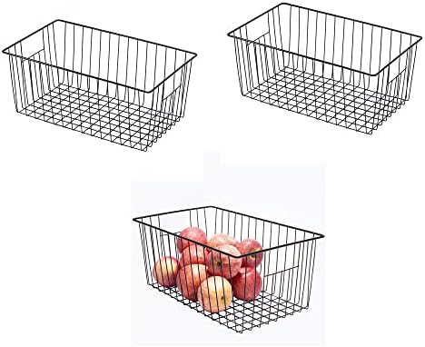 16inch Freezer Wire Storage Organizer Baskets, Household Refrigerator Bins with Built-in Handles for Cabinet, Pantry, Closet, Bedroom by Y.Z.Bros