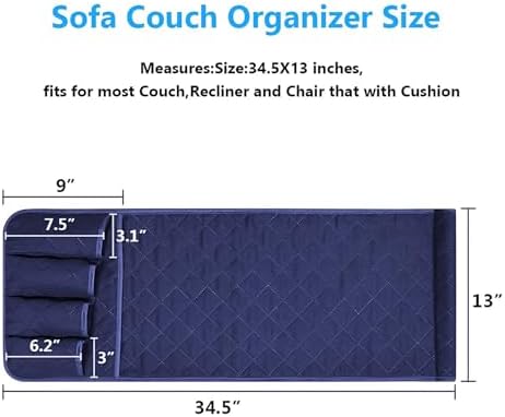 Armchair Caddy for Recliner, Non Slip Sofa Arm Organizer, Deep Blue - Image 4