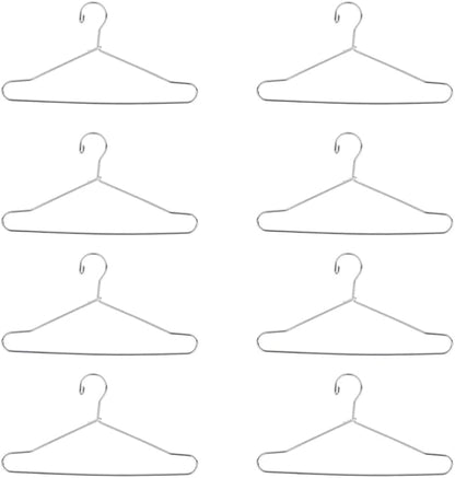 RCFINE 20Pcs Mini Hangers Metal Doll Clothes Holders Wire Rack Stand Doll Clothes Rack for Doll Clothes Gown Dress Outfit Doll Clothes Accessories (Silver,15cm)