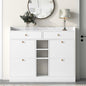 FridayParts Modern Shoe Cabinet with 4 Flip Drawers, Multifunctional 2-Tier Shoe Storage Organizer with Drawers, Free Standing Shoe Rack for Entrance Hallway, White