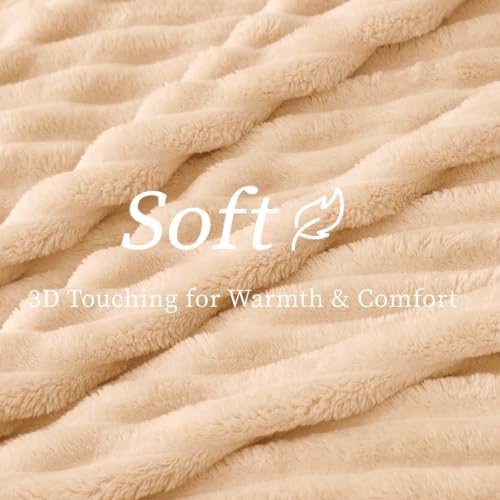 BEDELITE Ribbed Twin Blanket for Couch & Bed, Blush Sand, 60"x80" - Image 4