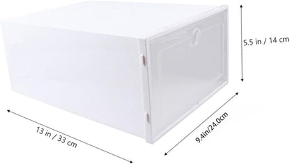 Zerodeko 6pcs Transparent Stackable Shoe Boxes Drawer Type Plastic Storage Containers with Breathable Design for Mens Shoes Dustproof Organizer