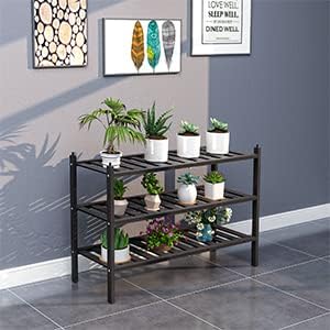 Dranixly Shoe Rack, 3-Tier Bamboo Stackable Shelf Storage Organizer, Stand for Closet, Entryway, Hallway, Bathroom and Living Room（Black）
