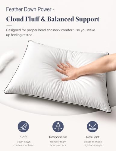APSMILE 3‑Chamber Goose Feather Down Pillows Body Pillow Size Set of 1 - Image 3