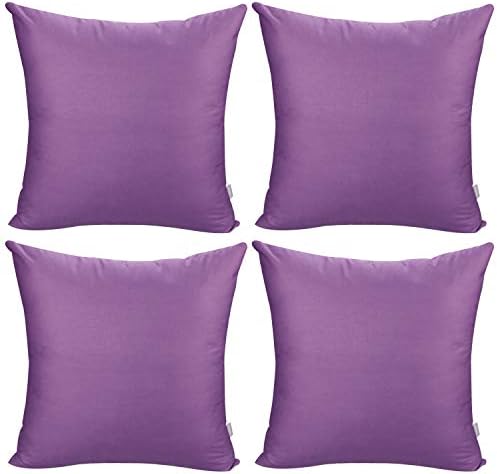 Thmyo 4-Pack 100% Cotton Comfortable Solid Decorative Throw Pillow Case, Square Cushion Cover Pillowcase Sublimation Blank Pillow Covers DIY Throw Pillowcase for Sofa(18x18 inch/ 45x45cm,Purple) by Thmyo