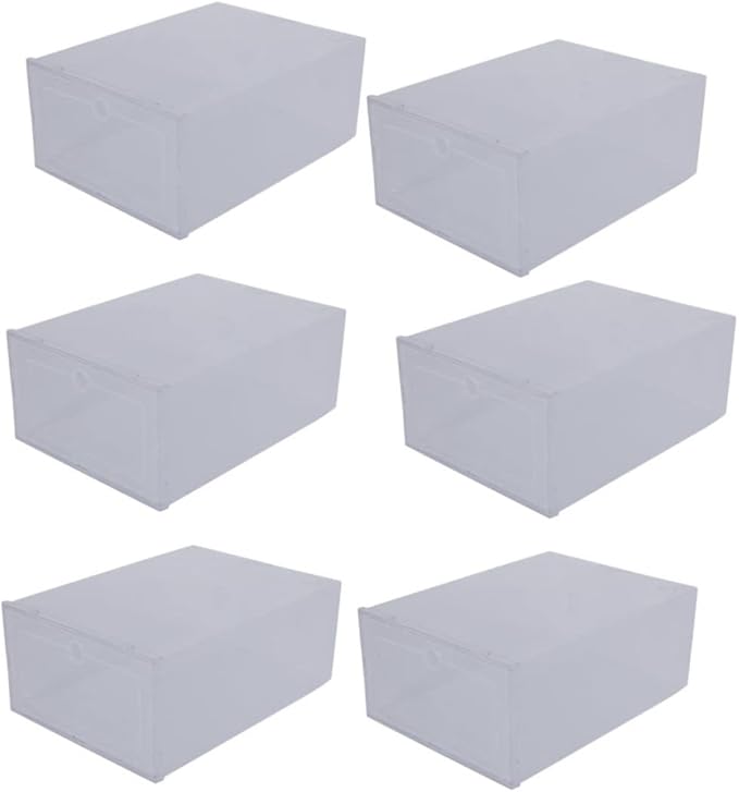 6pcs Transparent Shoe Storage Box Clamshell Design Capacity Plastic Organizer for Home and Closet Easy Access Sneaker Case