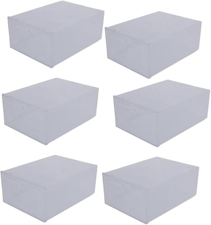 6pcs Transparent Shoe Storage Box Clamshell Design Capacity Plastic Organizer for Home and Closet Easy Access Sneaker Case