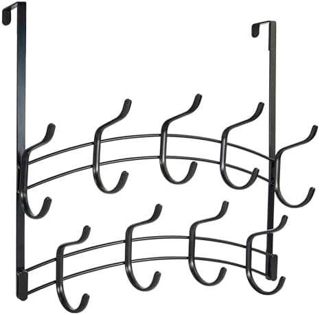 LYNK Professional® Home™ Over the Door Hooks - 18 Hook – Over the Door Coat Rack - Over the Door Hanger - Hanging Towels or Clothes - Bathroom, Bedroom, Laundry Room - Lifetime Ltd. Warranty, Black - Image 2