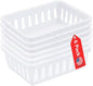 Tribello Mini Plastic Baskets for Organizing, White Drawer/Closet Storage Tray, Size 6 x 5 x 2.12 - Pack of 6 - Made in USA