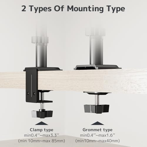 31.6" Steel Extra Tall 2-Section Monitor Arm Pole with C-Clamp/Grommet Base - Image 5