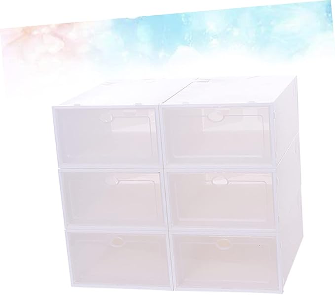 6pcs Stackable Shoes Storage Box Thickened Plastic Shoe Organizer for Women Space-saving Containers for Closets and Dorm Rooms White