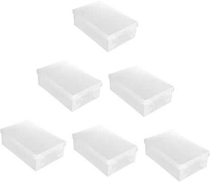 DECHOUS 6pcs Shoe Storage Case Lid Plastic Shoe Boxes for Home Closet and Shelf