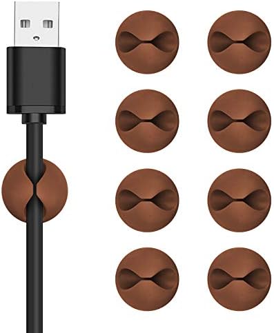 CHEFBEE 8 Pack Adhesive Cable Clips Cord Organizer for Desk, Coffee - Image 7