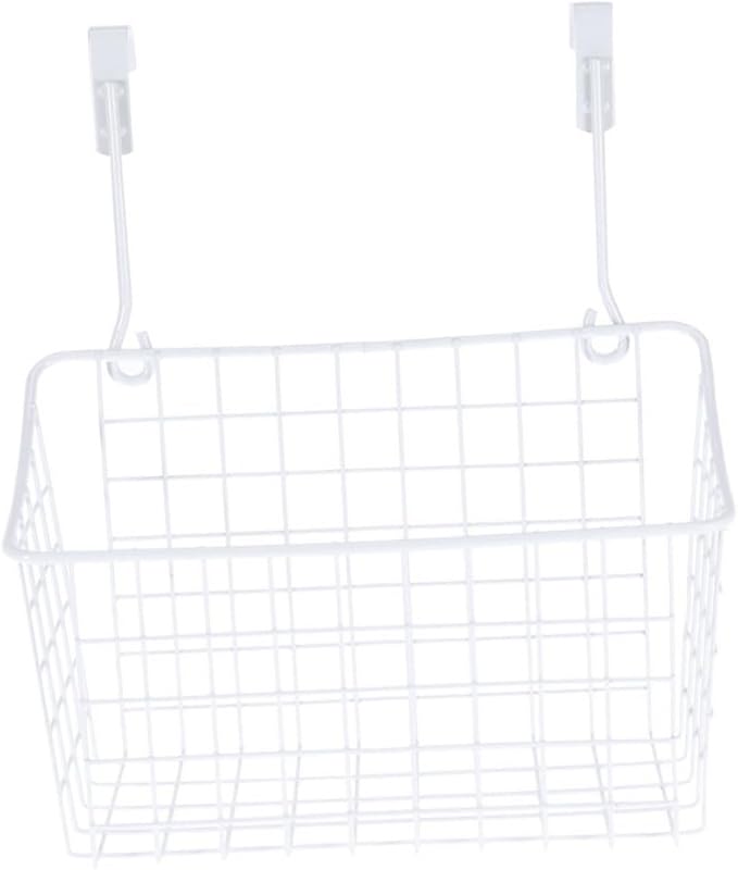 KICHOUSE White over Door Storage Basket Organizer Easy Installation Hanging Rack for Kitchen and Bathroom Ventilated Design for Cabinets and Wardrobes Maximize Space with Stylish Storage