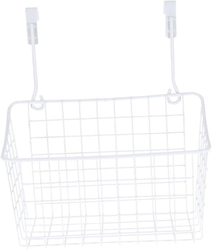 KICHOUSE White over Door Storage Basket Organizer Easy Installation Hanging Rack for Kitchen and Bathroom Ventilated Design for Cabinets and Wardrobes Maximize Space with Stylish Storage