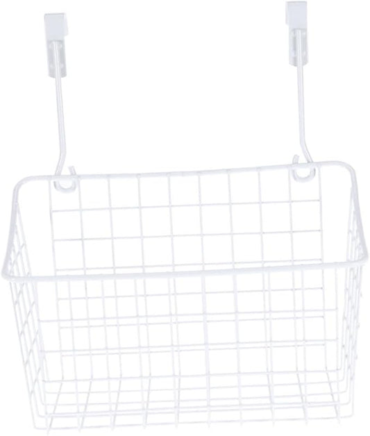 KICHOUSE White over Door Storage Basket Organizer Easy Installation Hanging Rack for Kitchen and Bathroom Ventilated Design for Cabinets and Wardrobes Maximize Space with Stylish Storage
