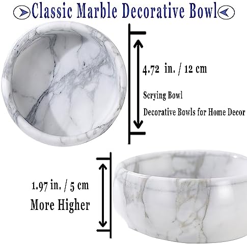 4.72 Inch Decorative Bowls, Natural Marble Decorative Bowls for Home Decor, Key Bowl, Coffee Tables Centerpiece, Soap Serving Bowl, Incense Burner, Smudge Bowl - Image 2