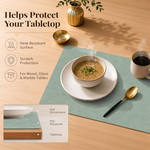 Homaxy Vinyl Heat Resistant Placemats Set of 8, Green - Image 2