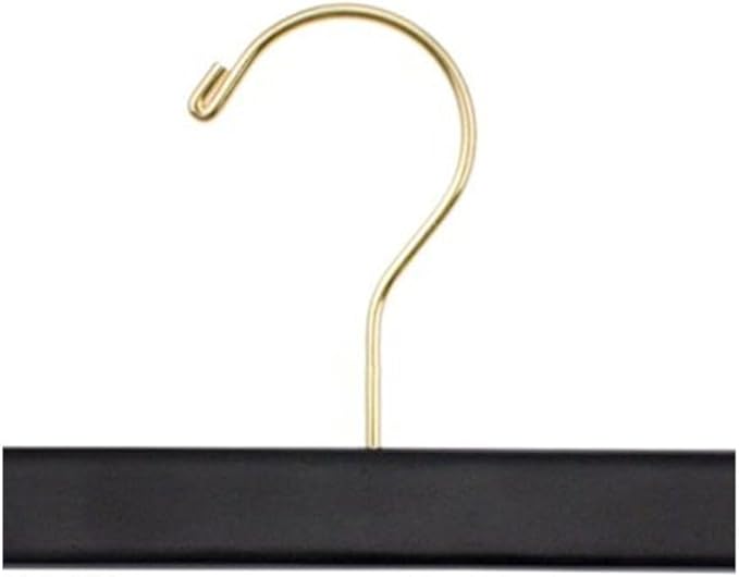 NAHANCO 14” Flat Wooden Skirt/Pant Hanger with Gold Hardware, Black (Pack of 100)