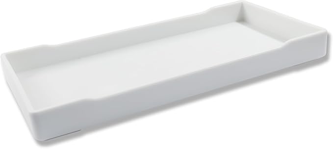 Small Bathroom Vanity Tray, (8 inch x 4 inch) Mini Soap Dispenser, Rectangular Serving Tray for Candle, Lotion Bottles,Scrubber(White)