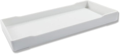 Small Bathroom Vanity Tray, (8 inch x 4 inch) Mini Soap Dispenser, Rectangular Serving Tray for Candle, Lotion Bottles,Scrubber(White)